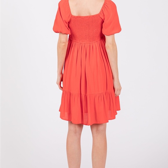 Brand new with tags! Gorgeous, chic red Puff Sleeve Midi Dress - Picture 4 of 4